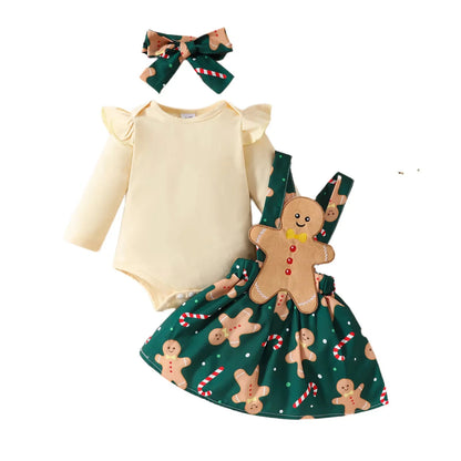 Toddler Girls Christmas Outfit Set with Bow Top and Skirt