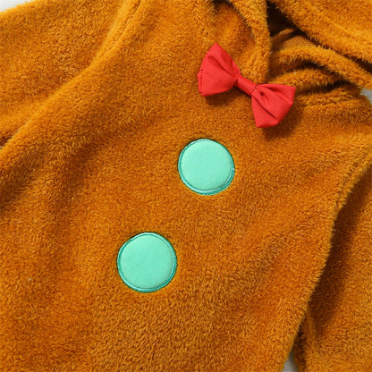 Christmas Fuzzy Hooded Jumpsuit for Infants 0-24M