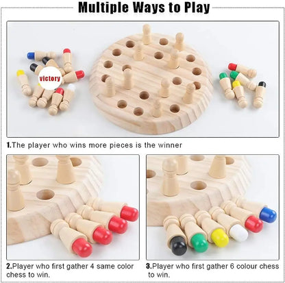 Wooden Color Matching Chess Puzzle for Kids' Learning Fun