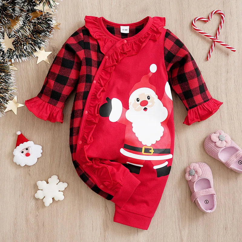 Santa Claus Print Baby Jumpsuit for Newborns and Toddlers