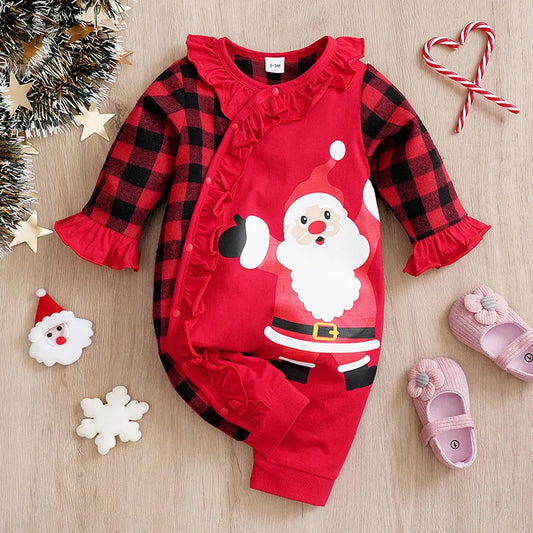 Santa Claus Print Baby Jumpsuit for Newborns 0-18 Months