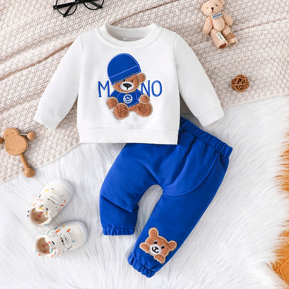 Casual Cartoon Bear Outfit for Infants 3-24 Months