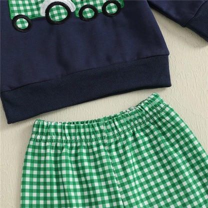 Toddler Boys' Cow Sweatshirt and Plaid Pants Set