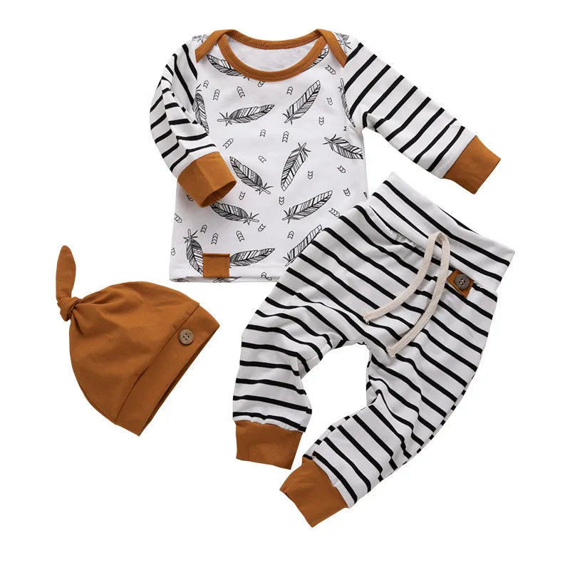 3-Piece Newborn Cotton Outfit Set for Autumn/Winter