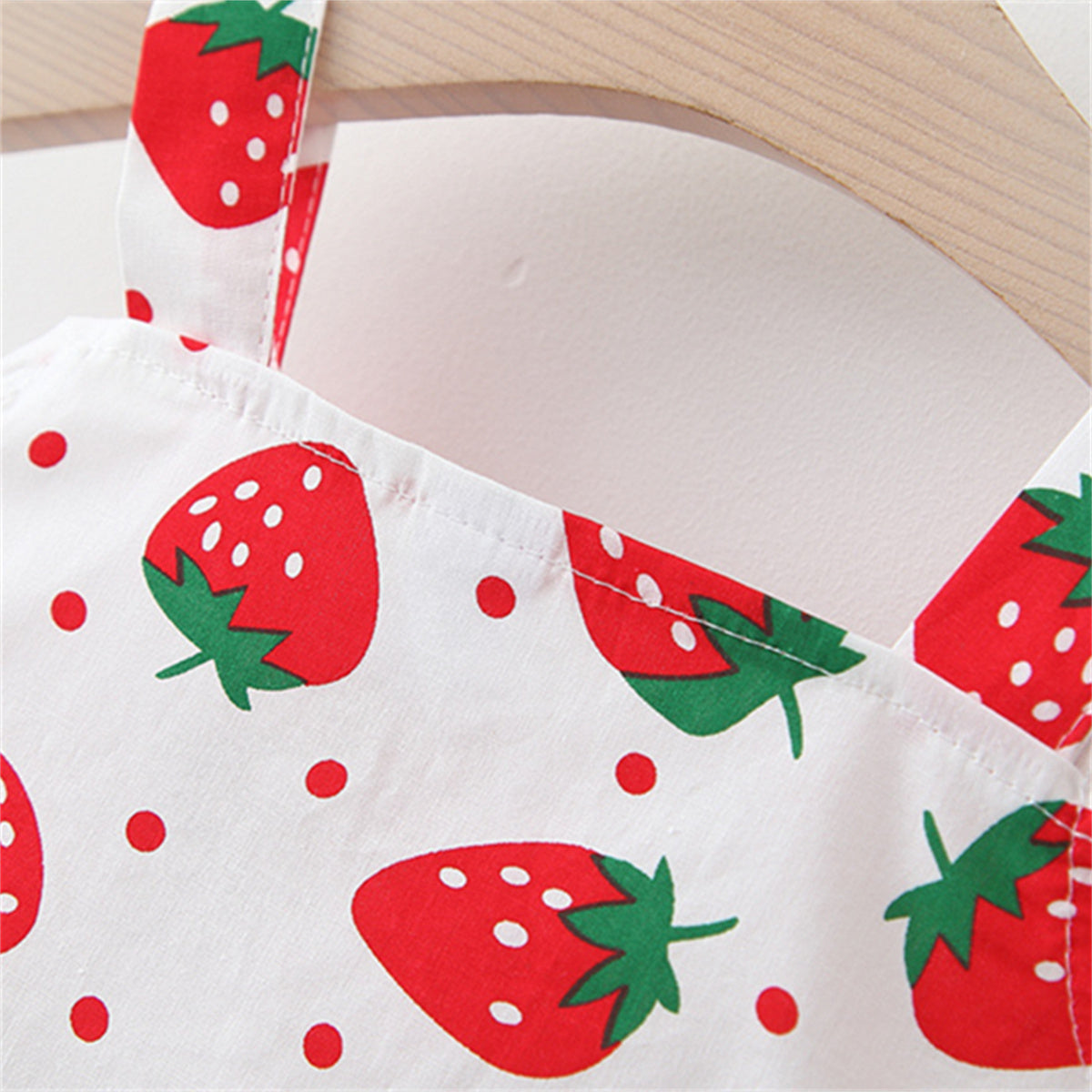 Strawberry Print Baby Girl Dress with Bow and Hat