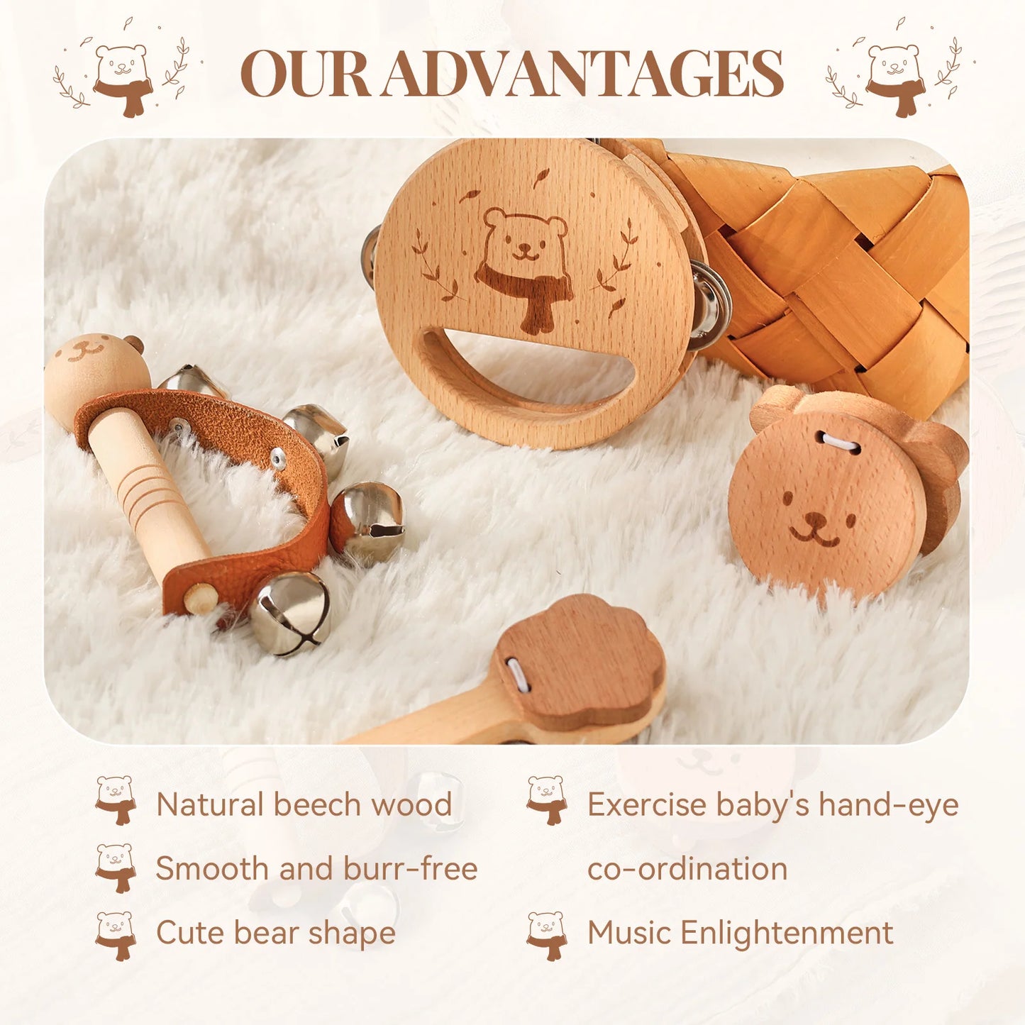Wooden Xylophone Musical Toy for Babies 0-3 Years