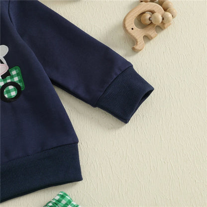 Toddler Boys' Cow Sweatshirt and Plaid Pants Set