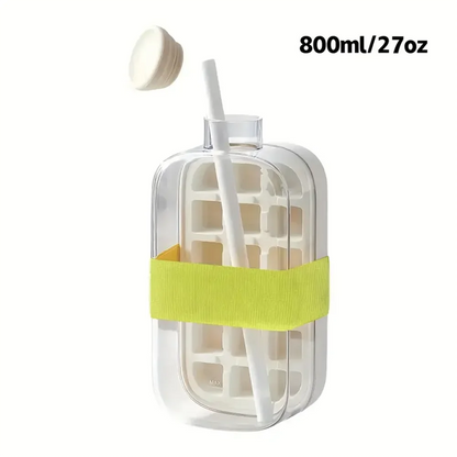 2-in-1 Ice Cube Bottle with Easy Press Release Tray