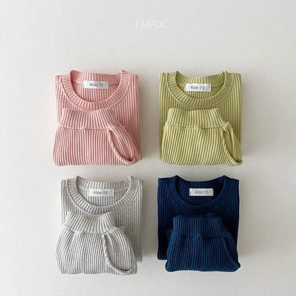 Toddler Boys' Waffle Cotton Sweatshirt and Pants Set