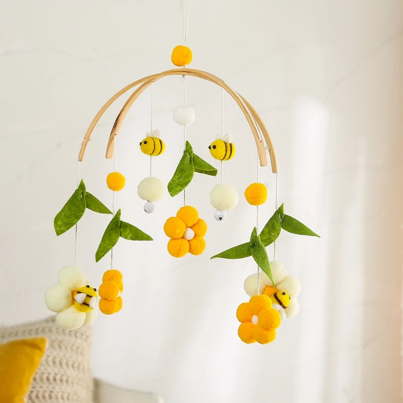 Baby Crib Mobile Rattles with Cartoon Bee for Nursery Decor
