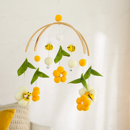 Baby Crib Mobile Rattles with Cartoon Bee for Nursery Decor