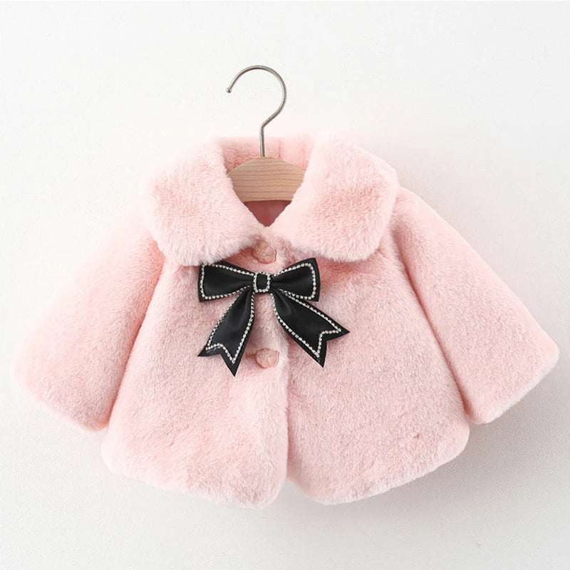 Warm Faux Fur Autumn Jacket for Baby Girls
