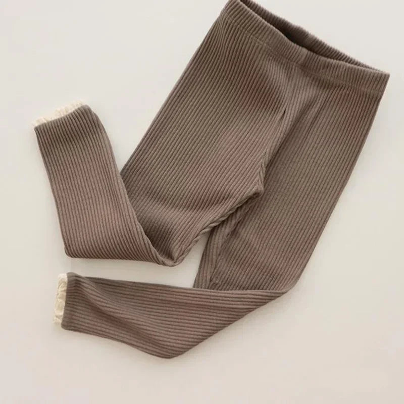 Ribbed Lace Leggings for Toddler Girls and Boys