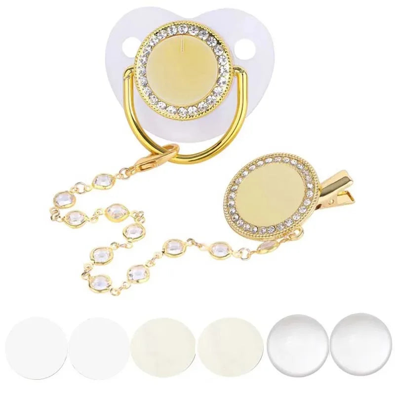 Sucette et attache-tétine en strass personnalisées - Conception sûre et sans BPA