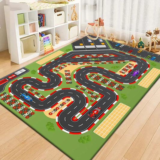 Non-Slip Baby Play Mat with Cartoon Road Design