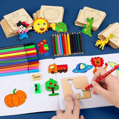 Montessori Wooden Drawing Stencils for Kids' Learning Activities