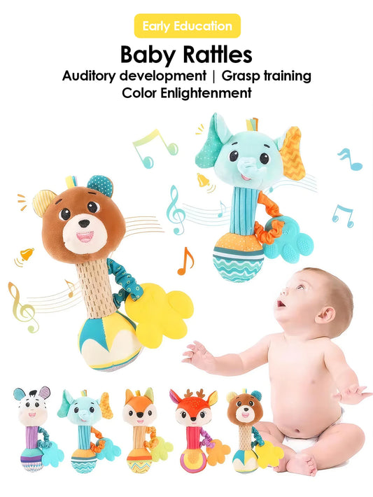 Interactive Plush Rattle Toy for Soothing Baby Gums