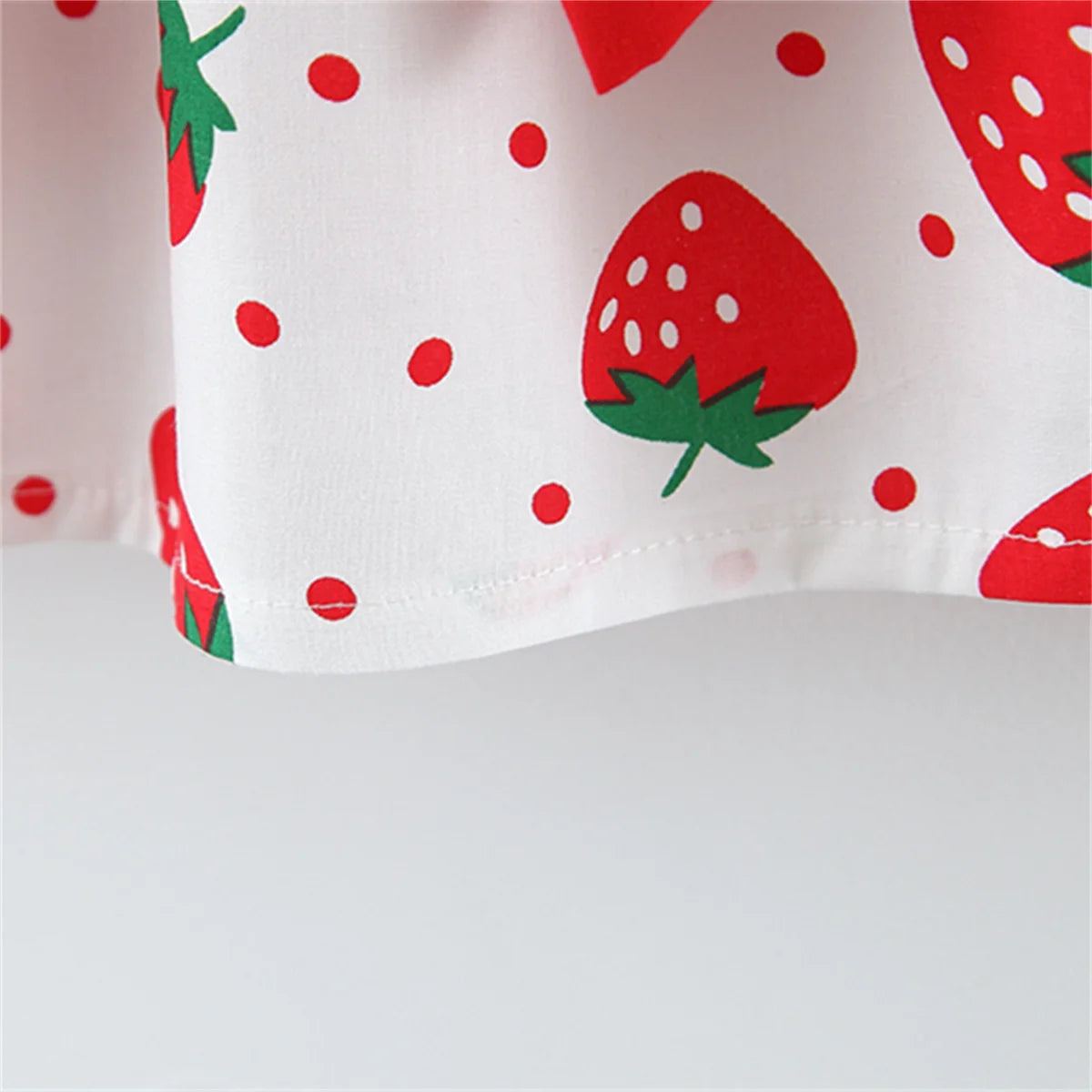 Strawberry Print Baby Girl Dress with Bow and Hat