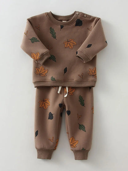 Toddler Fleece Sweater and Pants Set for Spring/Autumn