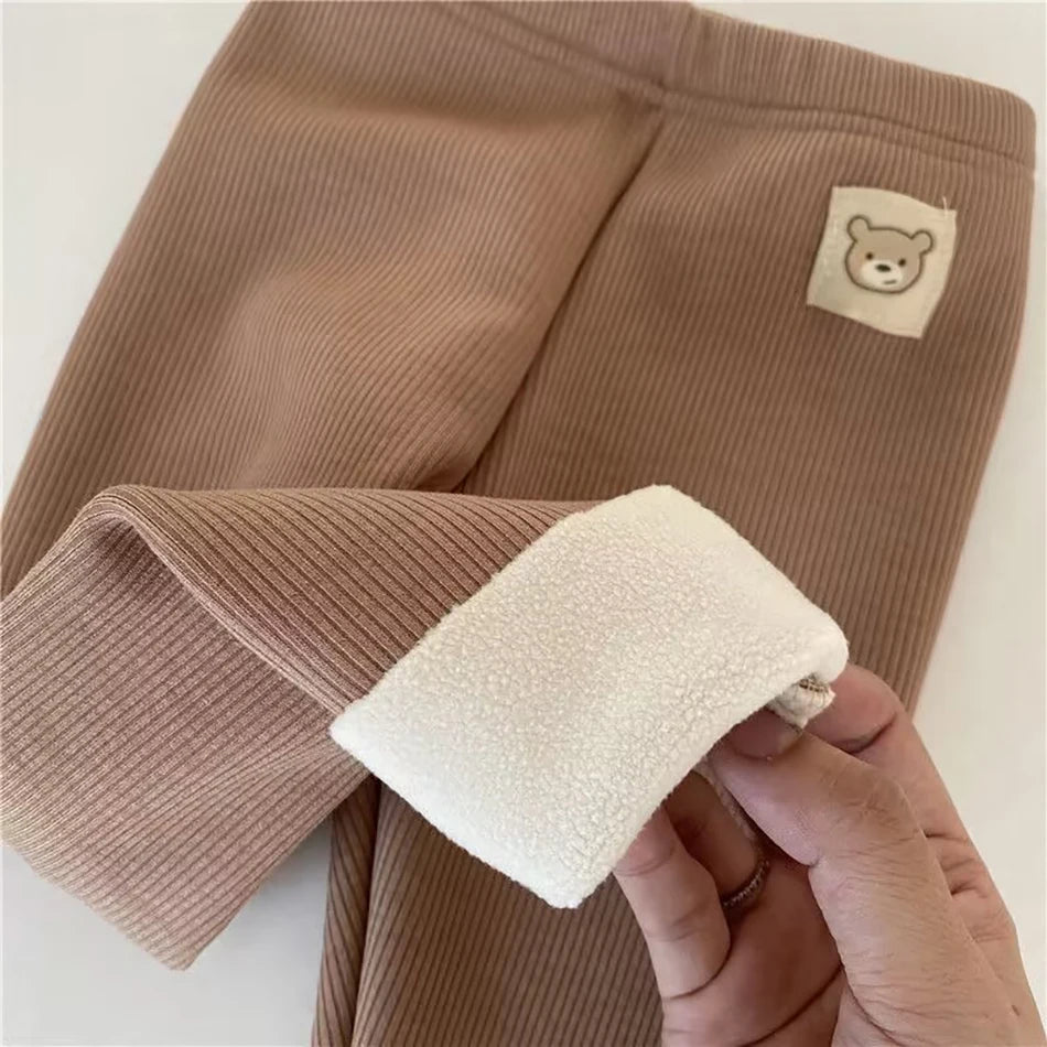 Children's Cartoon Warm Leggings with Feet for Cold Weather
