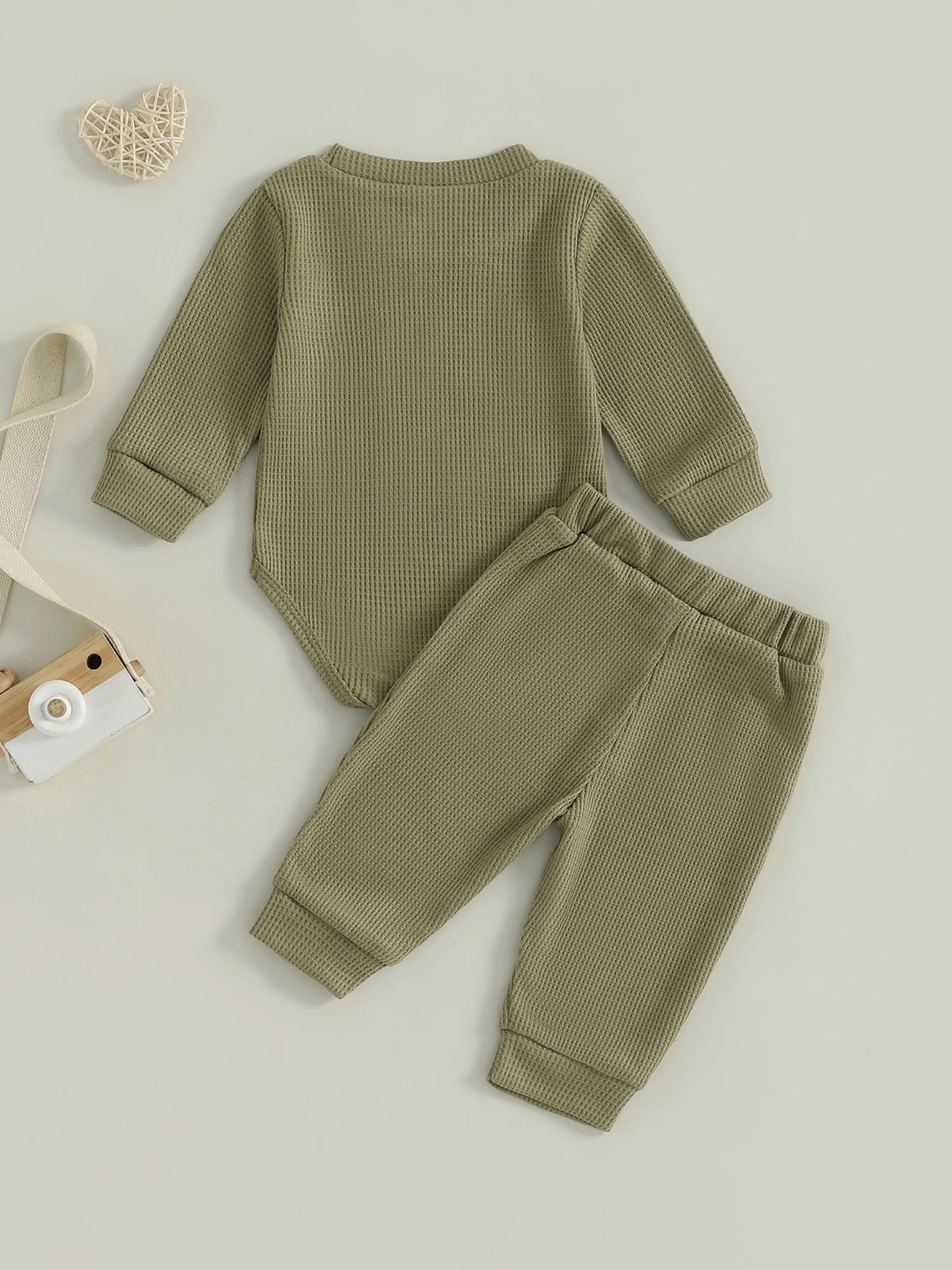 Baby Boy Embroidered Long Sleeve Romper and Pants Set