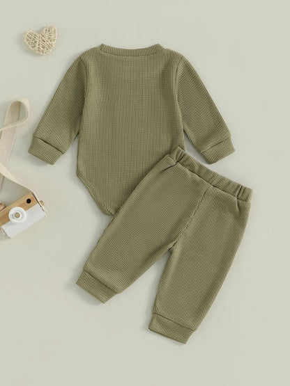 Baby Boy Embroidered Long Sleeve Romper and Pants Set