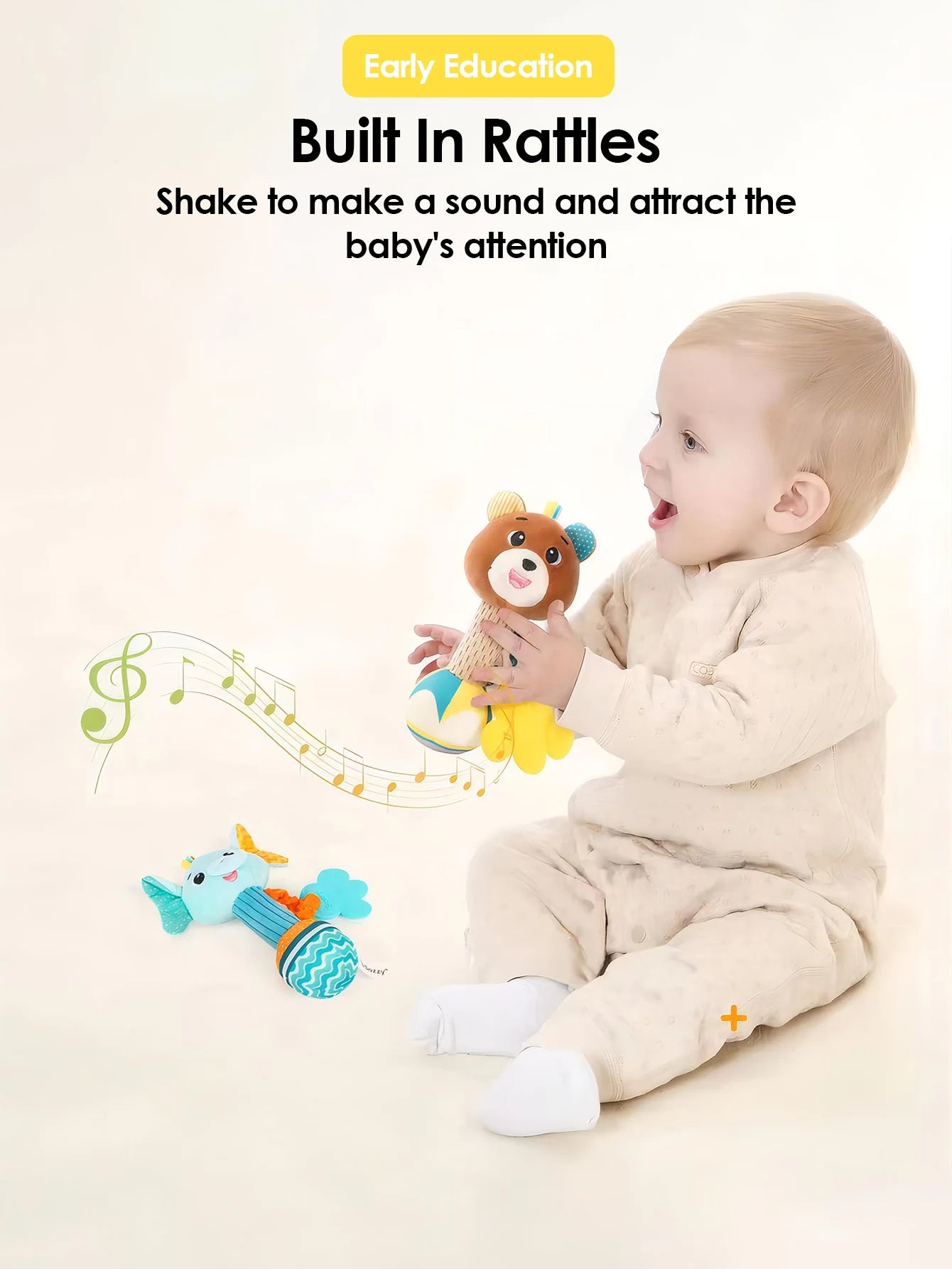 Interactive Plush Rattle Toy for Soothing Baby Gums