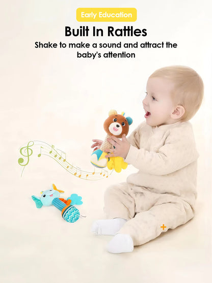 Interactive Plush Rattle Toy for Soothing Baby Gums
