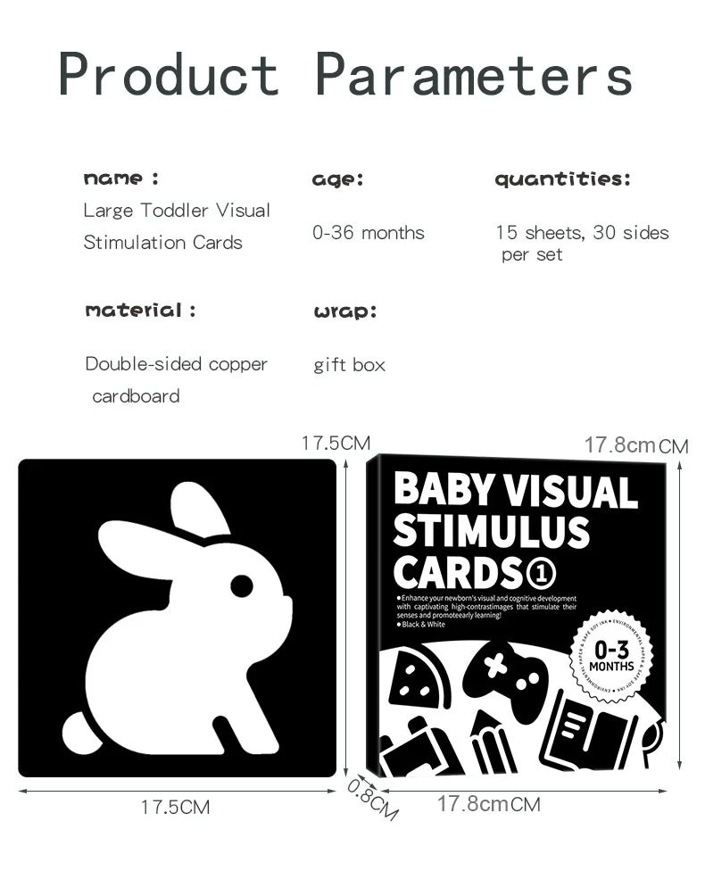 High Contrast Montessori Vision Cards for Babies 0-12 Months