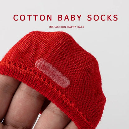 Cotton Baby Socks with Red Bow for Newborns 0-3 Years