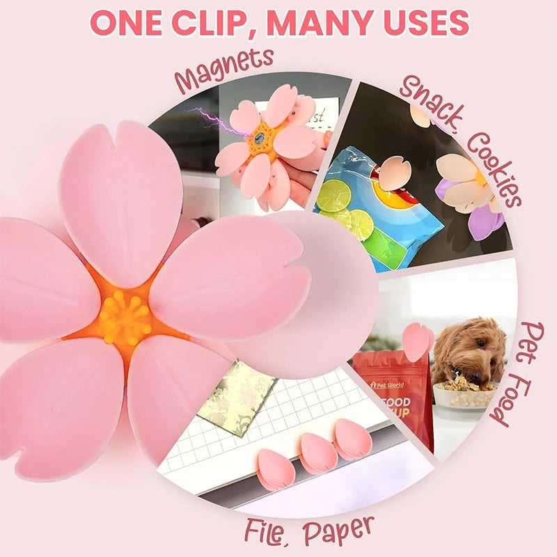 Sakura Flower Magnetic Bag Clips - 15 Reusable Food Sealers