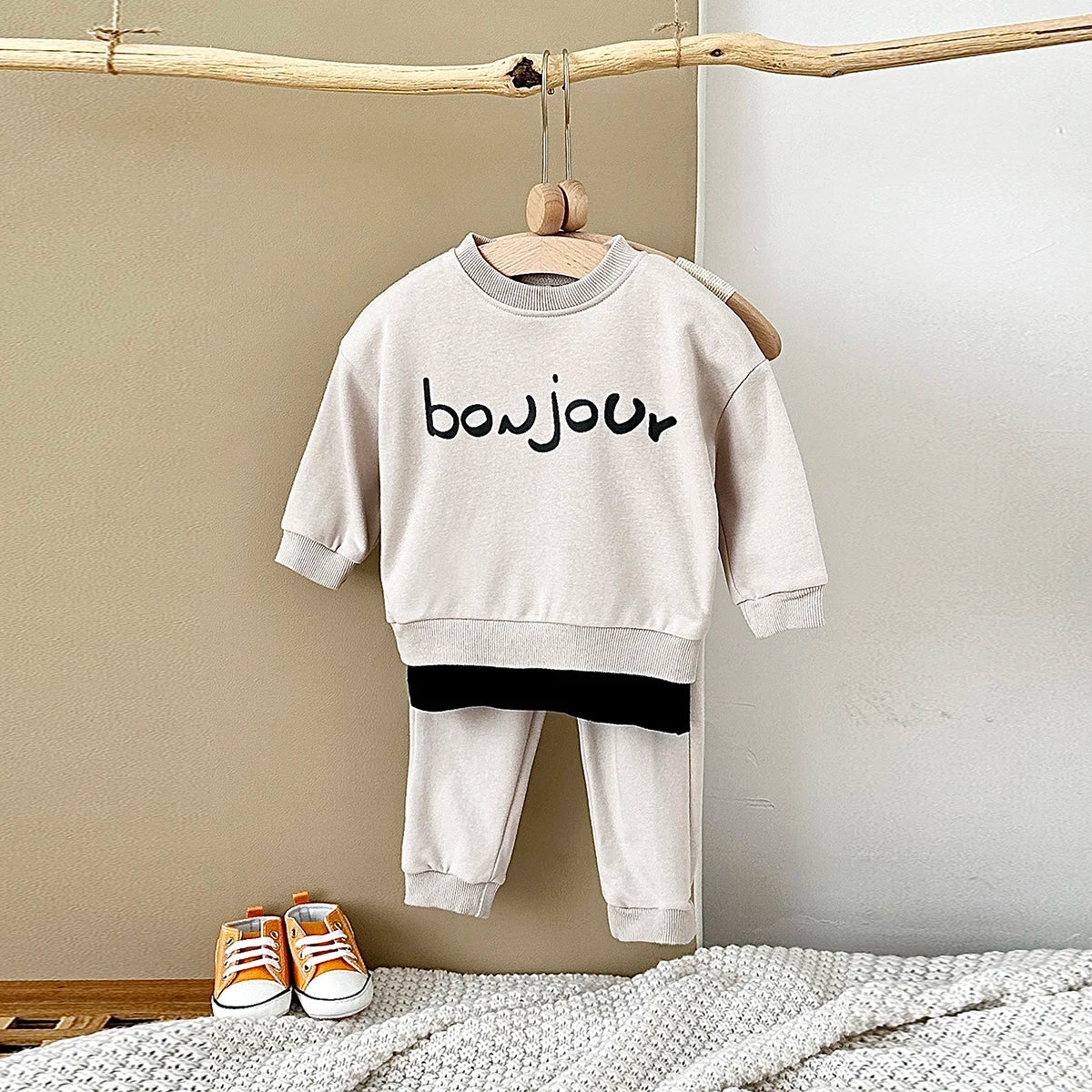 Toddler Boys Letter Hoodie and Pants Outfit Set