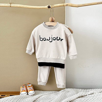 Toddler Boys Letter Hoodie and Pants Outfit Set