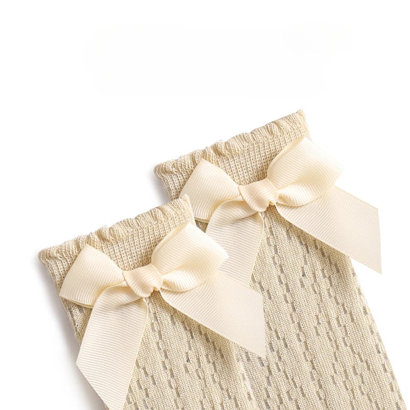 Cute Toddler Knee High Lace Bow Socks for Summer 0-3Y