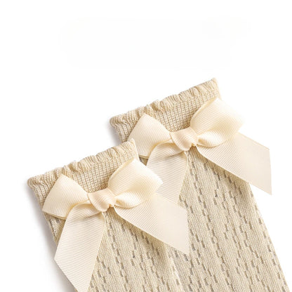 Cute Toddler Knee High Lace Bow Socks for Summer 0-3Y