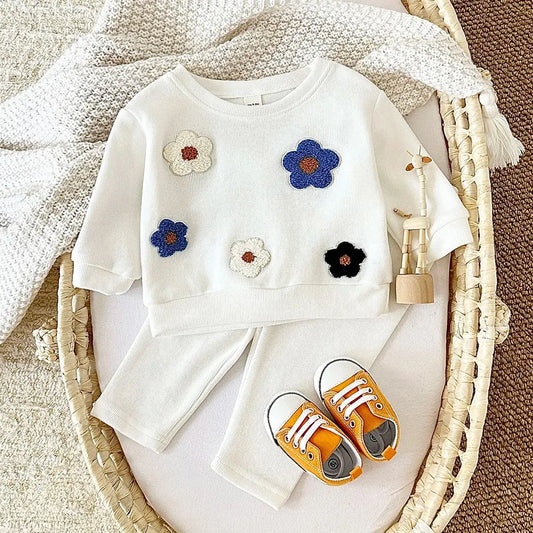 Floral Sweatshirt and Pants Set for Newborn Babies