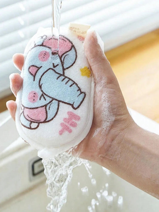 Cartoon Baby Bath Sponge and Scrubbing Towel for Newborns