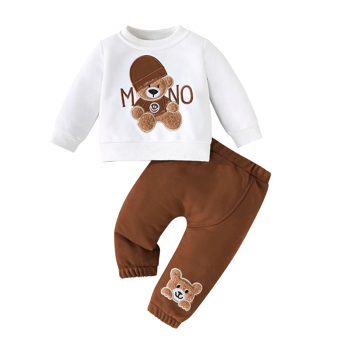 Casual Cartoon Bear Outfit for Infants 3-24 Months