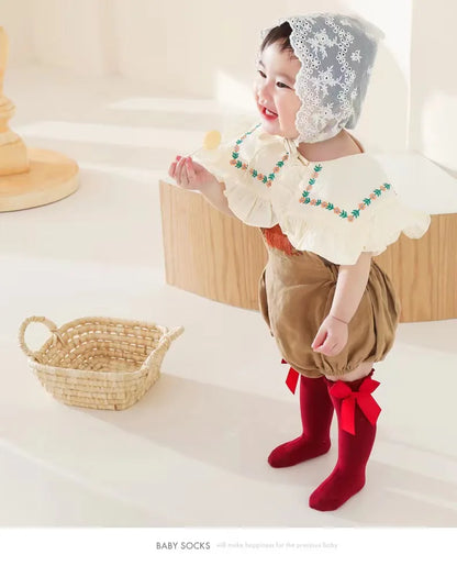 Red Bow Tie Knee High Socks for Infants and Toddlers