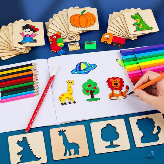 Montessori Wooden Drawing Stencils for Kids' Learning Activities