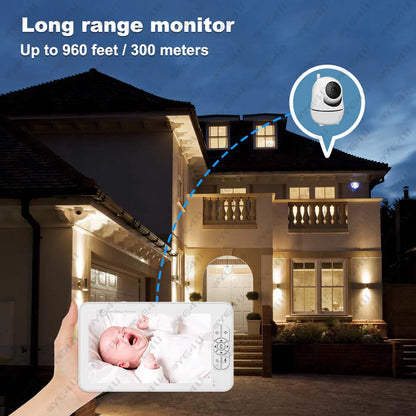 5-Inch PTZ Video Baby Monitor with Camera and Temperature Sensor