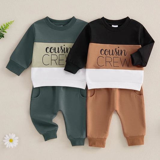 Baby Boys Contrast Color Sweatshirt and Sweatpants Set