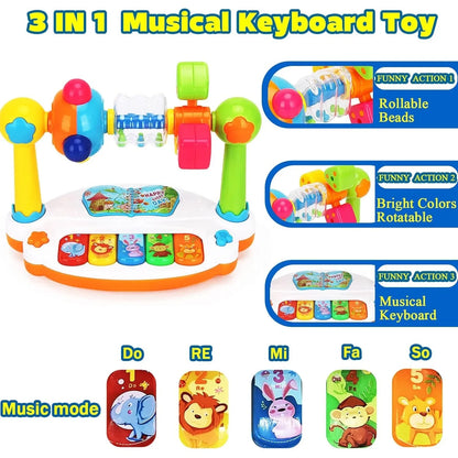 Rotating Musical Piano Keyboard for Toddlers with Lights