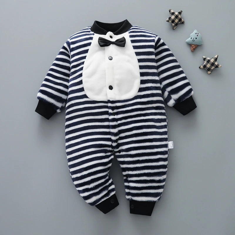 Soft Flannel Infant Jacket and Jumpsuit for Newborns 0-18 Months