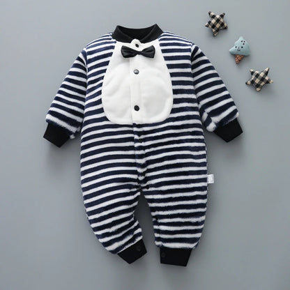 Soft Flannel Infant Jacket and Jumpsuit for Newborns 0-18 Months