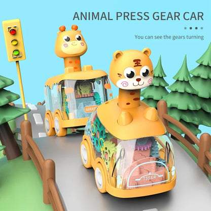 Pull Back Inertial Toy Car for Kids with Animal Design