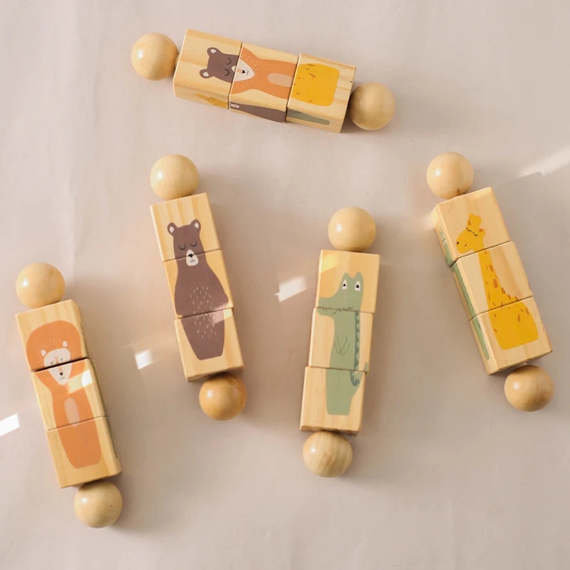 Wooden Montessori Musical Rattle Hand Bell for Babies