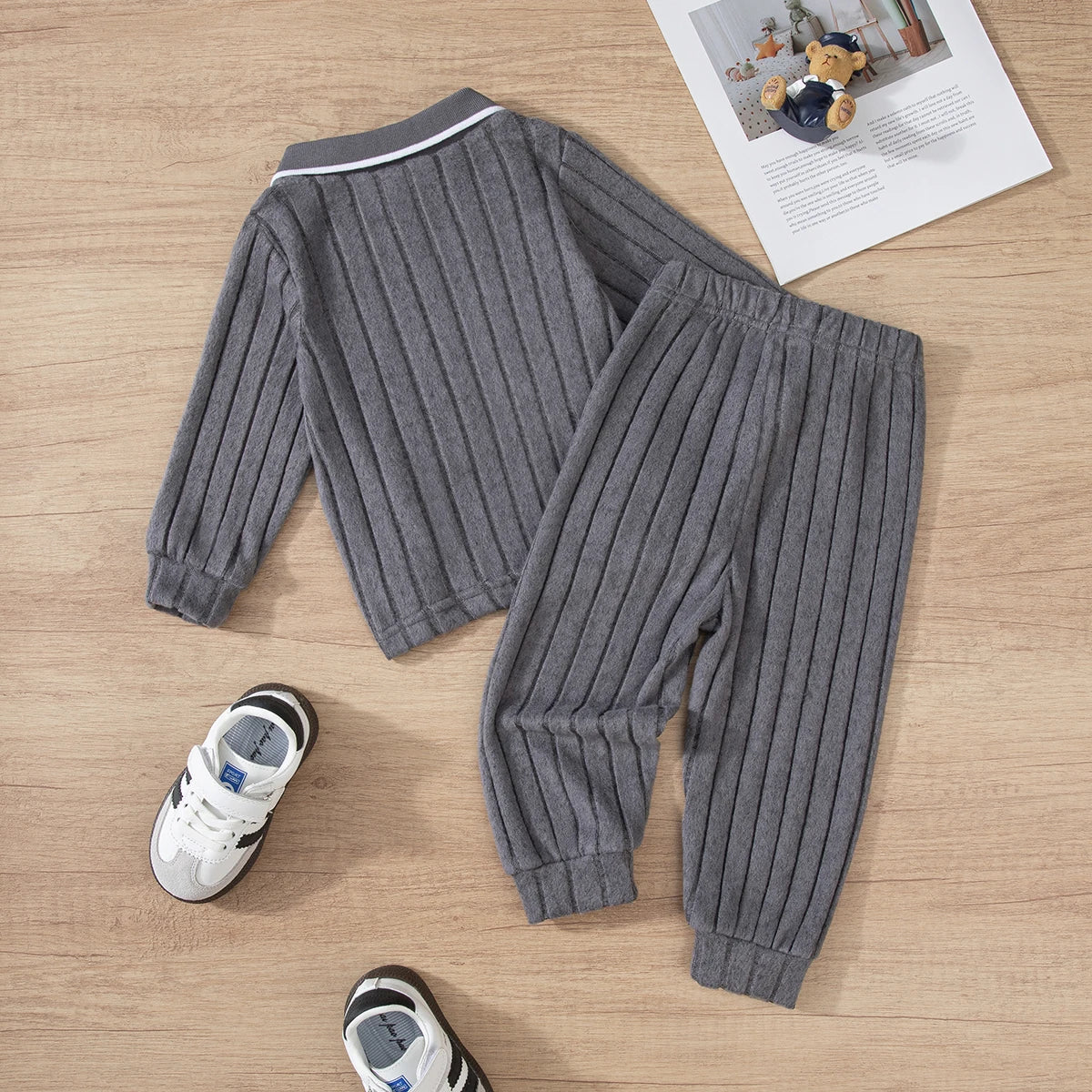Boys' Two-Piece Warm Collar Suit for Autumn & Winter