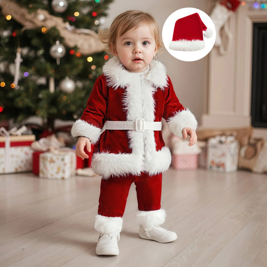 Kids Santa Costume Set for Christmas - Jacket, Pants, Hat