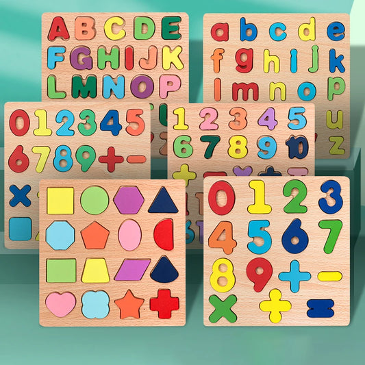 Wooden Alphabet and Number Puzzle for Preschool Learning